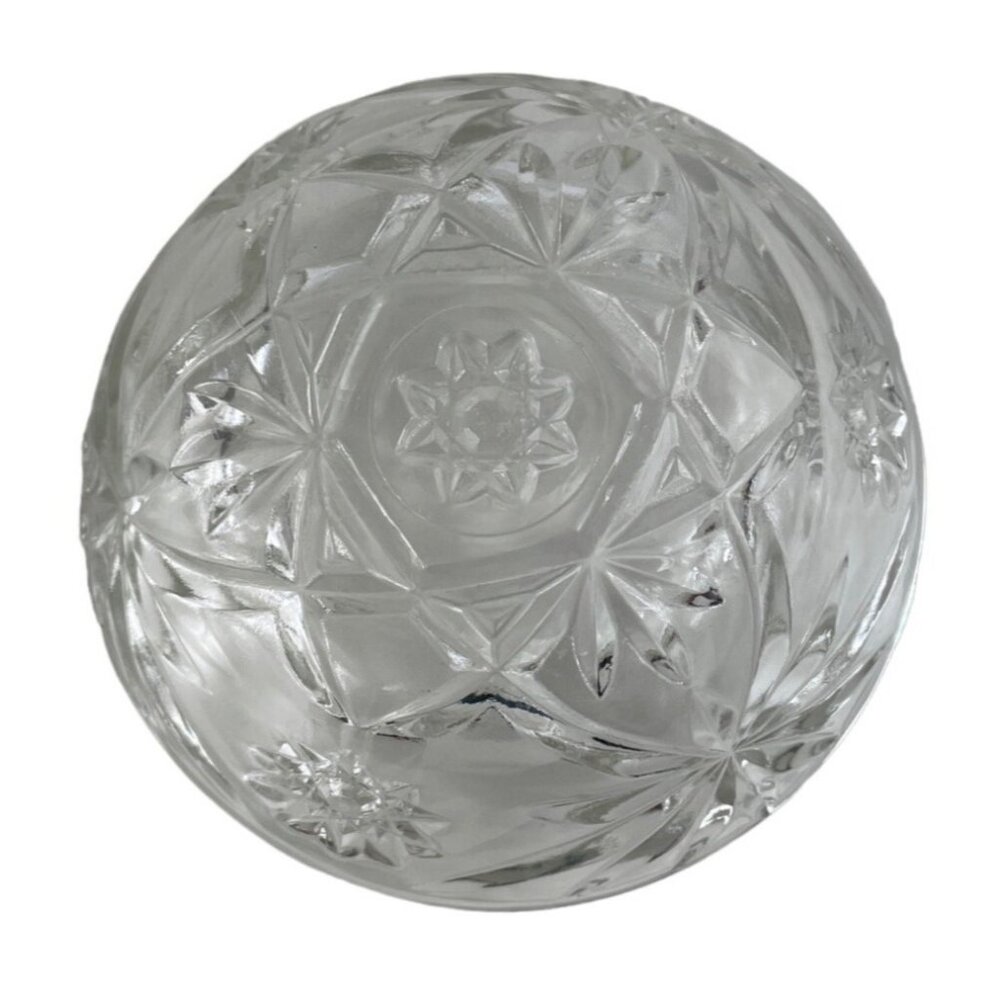 Anchor Hocking Prescut Clear Glass Candy Dish & Lid Pressed Star/Fan Design - Picture 8 of 11